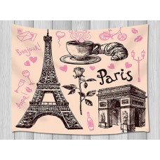 Eiffel Tower and Breakfast Tapestry Wall Hanging for Living Room Bedroom Dorm   263623205589